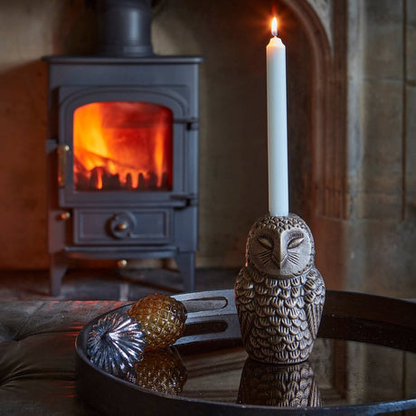 Cast Aluminium Owl Candle Holder Antique Copper H14.5Cm W7.5Cm Luxury Home Decor Garden & Outdoor And Gifts