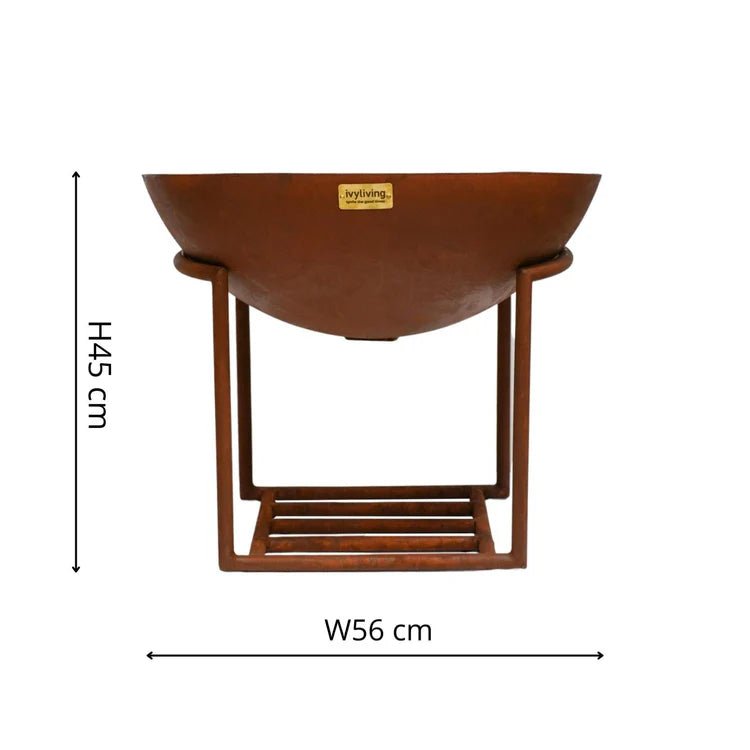 Cast Iron Fire Pit/Bowl in Rust Finish - Geometric Stand, Metal, Frost Resistant, UV Stable Quality Home Decor Garden & Outdoor Living and Gifts