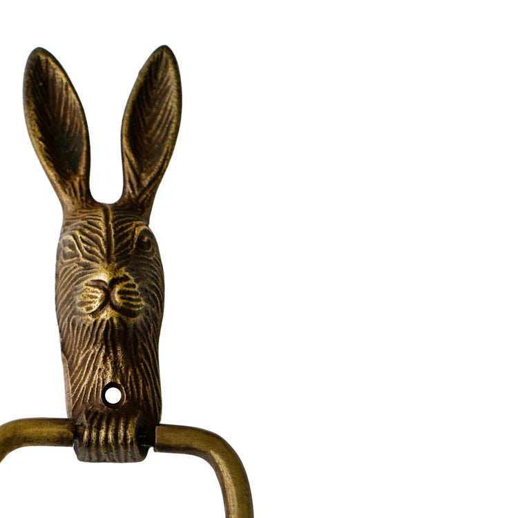Cast Iron Hare Door Knocker Antique Brass H23.5Cm W10.5Cm Luxury Home Decor Garden & Outdoor And Gifts