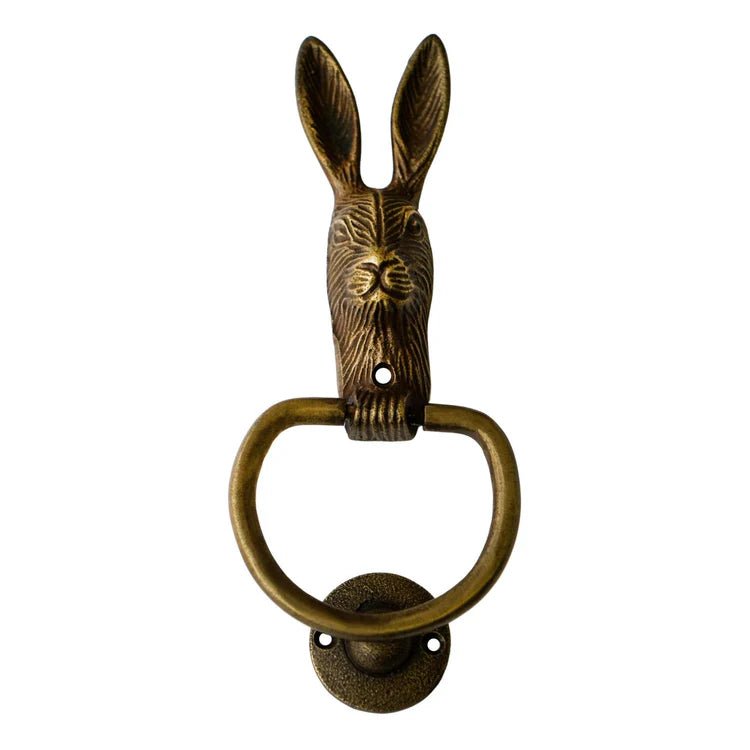 Cast Iron Hare Door Knocker Antique Brass H23.5Cm W10.5Cm Luxury Home Decor Garden & Outdoor And Gifts