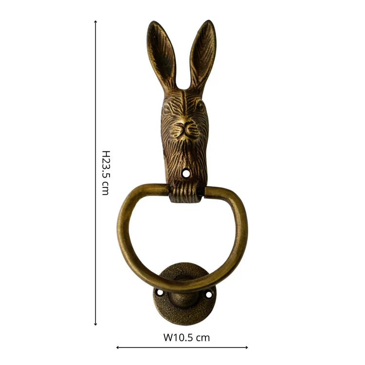 Cast Iron Hare Door Knocker Antique Brass H23.5Cm W10.5Cm Luxury Home Decor Garden & Outdoor And Gifts