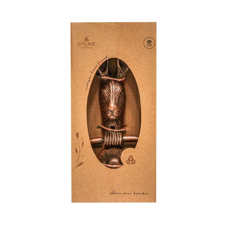 Cast Iron Hare Door Knocker Antique Copper H23.5Cm W10.5Cm Luxury Home Decor Garden & Outdoor And Gifts