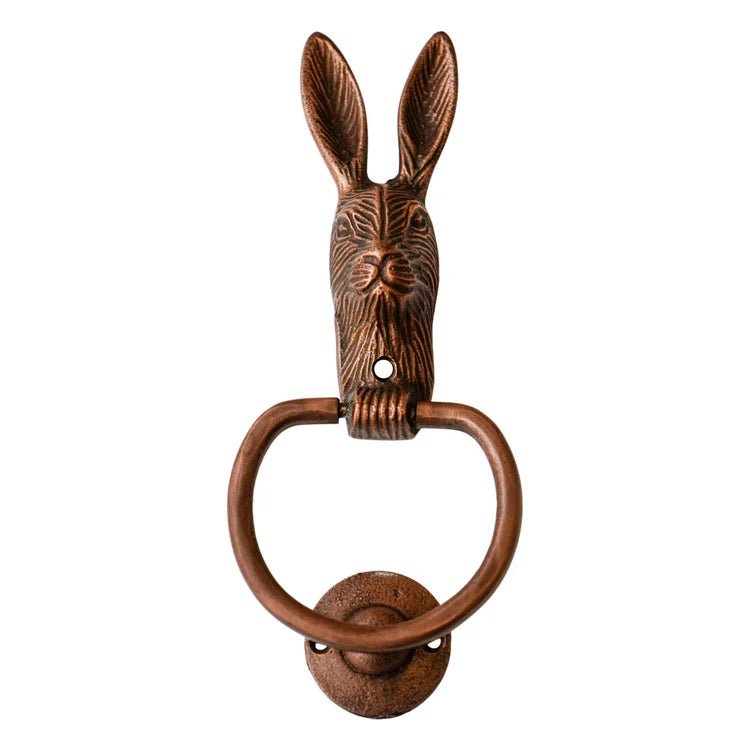 Cast Iron Hare Door Knocker Antique Copper H23.5Cm W10.5Cm Luxury Home Decor Garden & Outdoor And Gifts