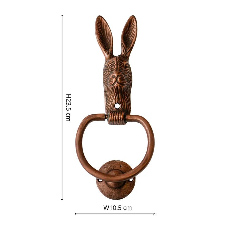 Cast Iron Hare Door Knocker Antique Copper H23.5Cm W10.5Cm Luxury Home Decor Garden & Outdoor And Gifts