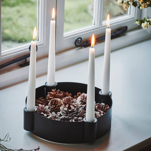 Centrepiece Candle Holder in Black H7Cm W25Cm Luxury Home Decor Garden & Outdoor And Gifts