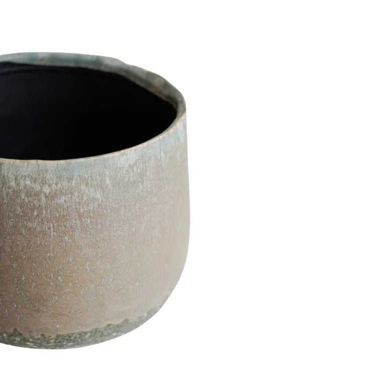 Chic Grey Ceramic Indoor Planter - Round Rustic Design Luxury Home Decor Garden & Outdoor And Gifts