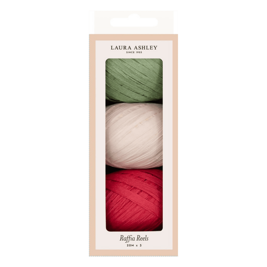 Christmas Raffia - Laura Ashley Red Festive Botanical Design - 3 x 20m Rolls Quality Home Decor Garden & Outdoor Living and Gifts