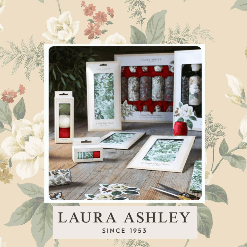 Christmas Tissue Paper - Laura Ashley Red Festive Botanical Design - 5 Sheets Quality Home Decor Garden & Outdoor Living and Gifts