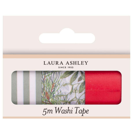 Christmas Washi Wrapping Tape - Laura Ashley Red Festive Botanical Design - 3 x 5m Rolls Quality Home Decor Garden & Outdoor Living and Gifts