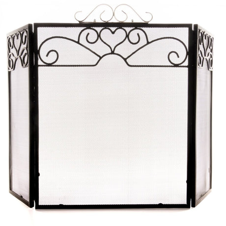 Black 3 Fold Decorative Firescreen & Wood Stove Fire Guard With Chome Top Luxury Home Decor Garden & Outdoor And Gifts