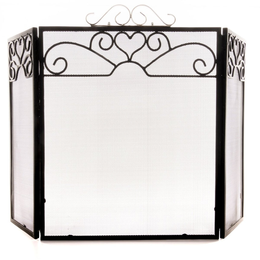 Black 3 Fold Decorative Firescreen & Wood Stove Fire Guard With Chome Top Luxury Home Decor Garden & Outdoor And Gifts