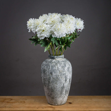 Classic White Peony - Realistic Artificial Flower Single Stem Luxury Home Decor Garden & Outdoor And Gifts
