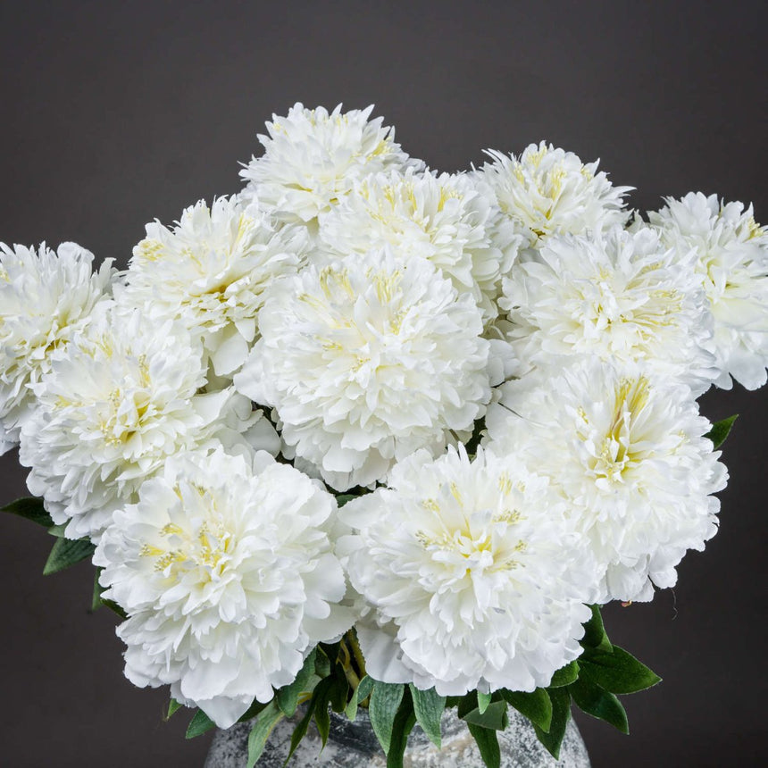 Classic White Peony - Realistic Artificial Flower Single Stem Luxury Home Decor Garden & Outdoor And Gifts