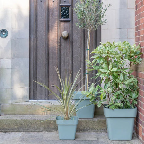 Cleo Outdoor Square Planter Sage Green w/Wheels - Frost Resistant, Built - in Drainage Quality Home Decor Garden & Outdoor Living and Gifts