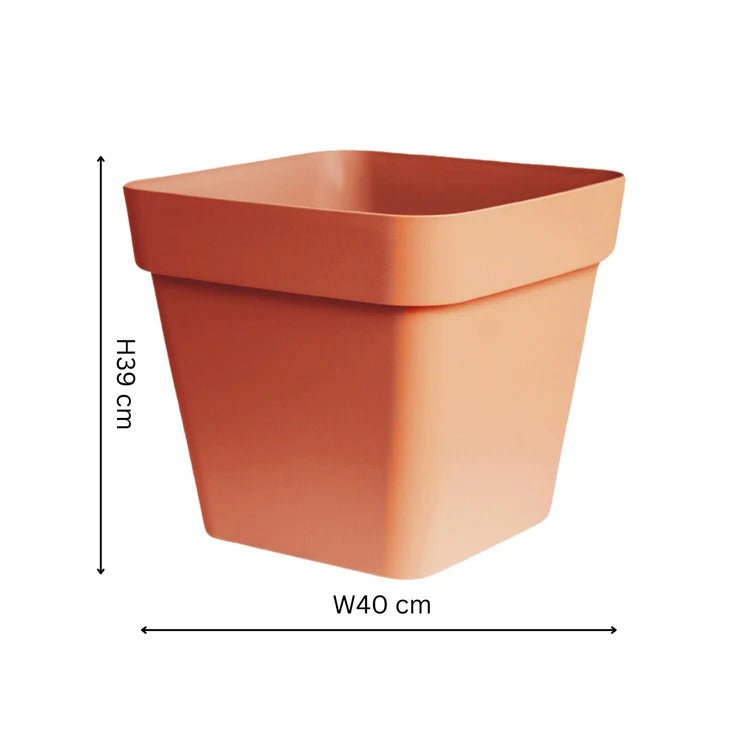 Cleo Outdoor Square Planter Terracotta w/Wheels - Frost Resistant Built - in Drainage Quality Home Decor Garden & Outdoor Living and Gifts