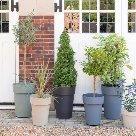 Cleo Outdoor Vase/High Planter Grey - Tall Large, Frost Resistant, Built - in Drainage Quality Home Decor Garden & Outdoor Living and Gifts