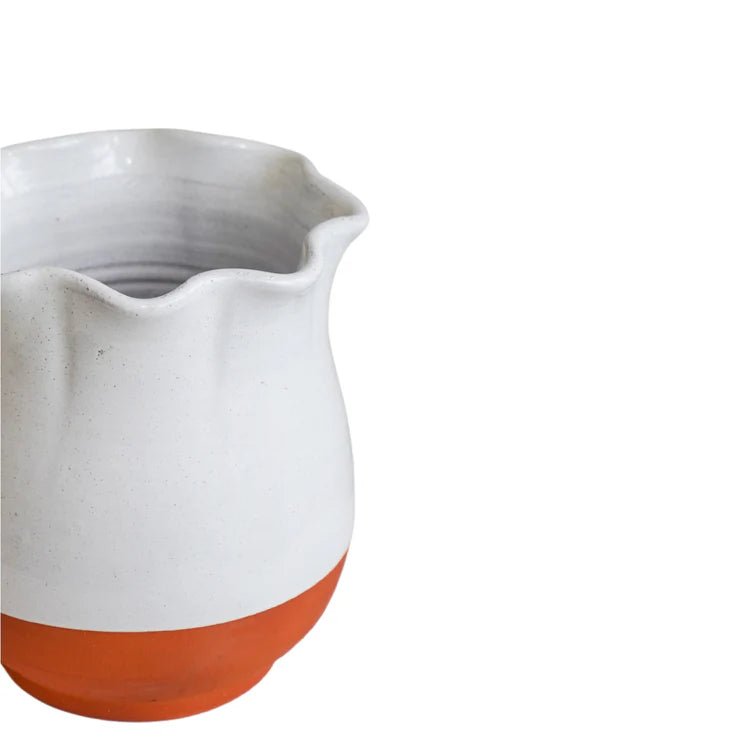 Colour Block Indoor Scalloped Vase - Natural Terracotta & Ivory Luxury Home Decor Garden & Outdoor And Gifts