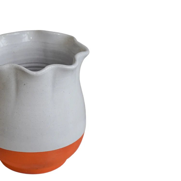 Colour Block Indoor Scalloped Vase - Natural Terracotta & Oatmeal Luxury Home Decor Garden & Outdoor And Gifts