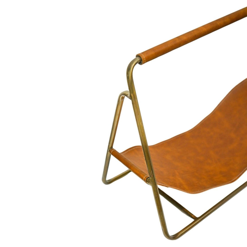 Contemporary Antique Brass with Hanging Leather Log Holder Luxury Home Decor Garden & Outdoor And Gifts