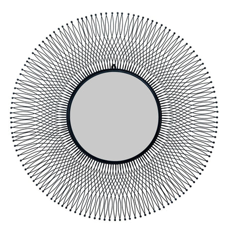 Contemporary Rio Black Round Large Wire Mirror 109cm - Wall Mirrors UK Luxury Home Decor Garden & Outdoor And Gifts