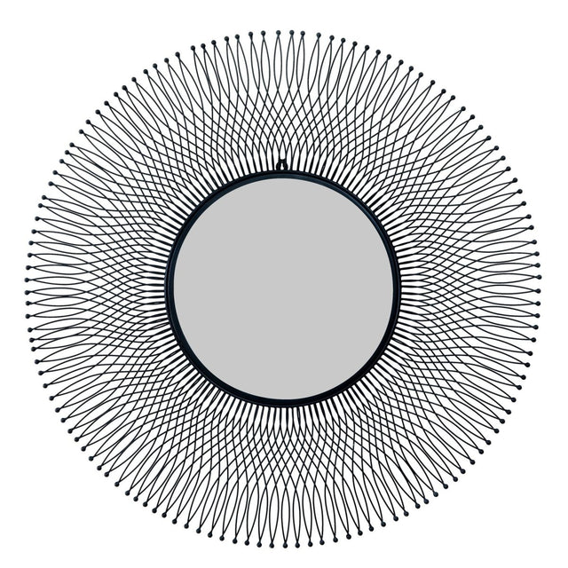 Contemporary Rio Black Round Large Wire Mirror 109cm - Wall Mirrors UK Luxury Home Decor Garden & Outdoor And Gifts
