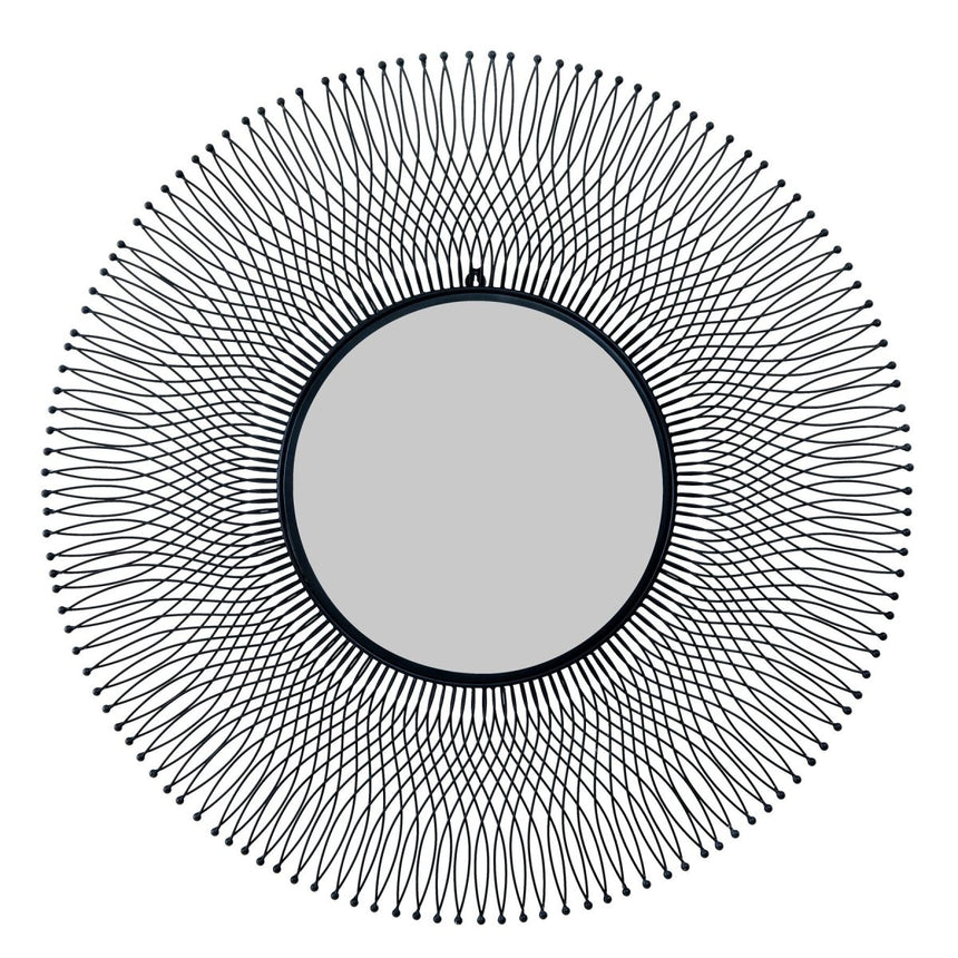 Contemporary Rio Black Round Large Wire Mirror 109cm - Wall Mirrors UK Luxury Home Decor Garden & Outdoor And Gifts