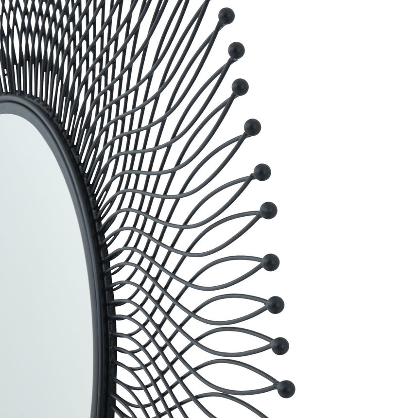 Contemporary Rio Black Round Large Wire Mirror 109cm - Wall Mirrors UK Luxury Home Decor Garden & Outdoor And Gifts