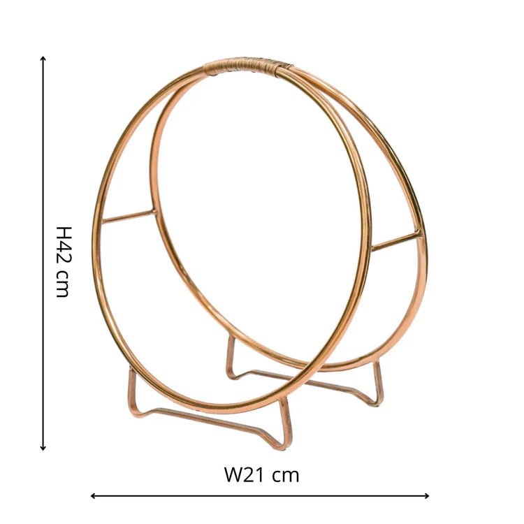 Contemporary Round Copper Log Holder 42cm Luxury Home Decor Garden & Outdoor And Gifts