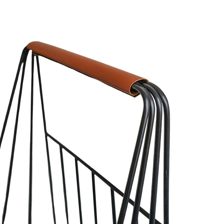 Contempory Leather Handle Log Trolley H100cm W49cm Luxury Home Decor Garden & Outdoor And Gifts