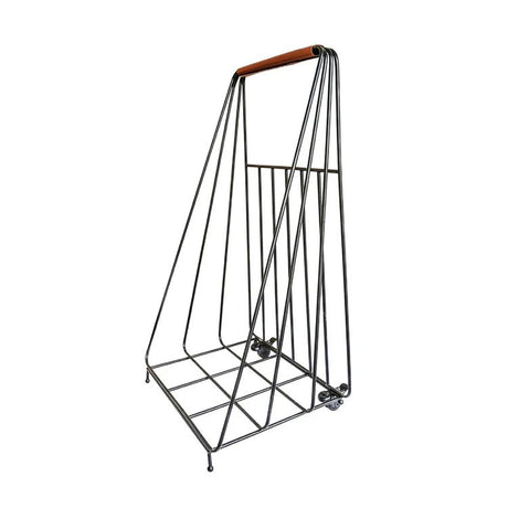 Contempory Leather Handle Log Trolley H100cm W49cm Luxury Home Decor Garden & Outdoor And Gifts
