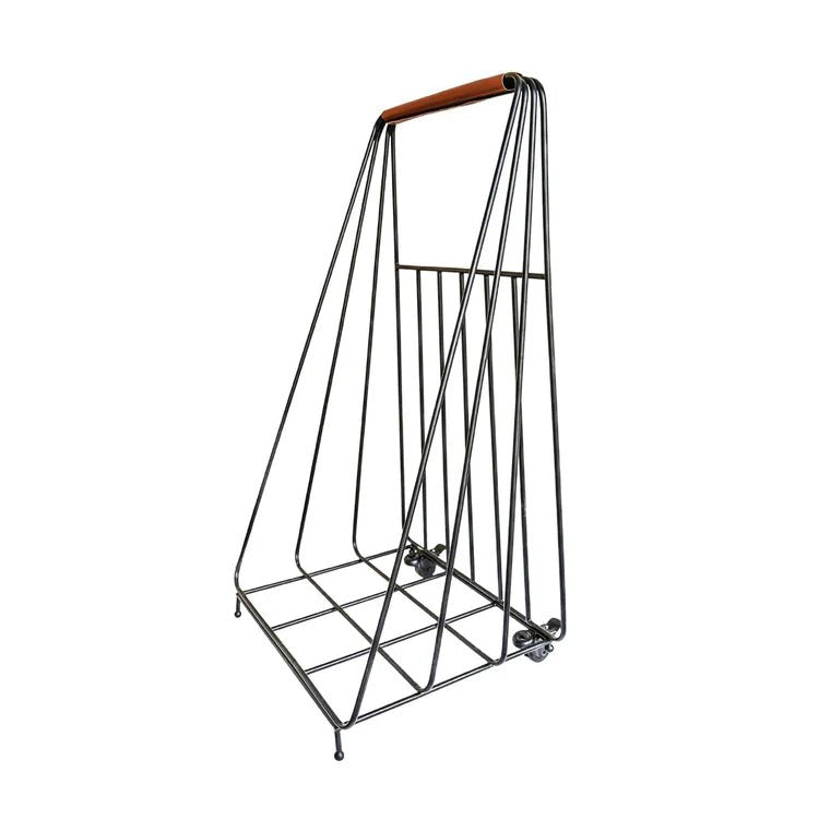 Contempory Leather Handle Log Trolley H100cm W49cm Luxury Home Decor Garden & Outdoor And Gifts