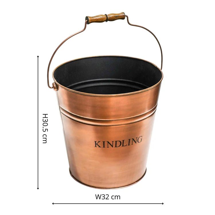 Copper Kindling Bucket 30cm Luxury Home Decor Garden & Outdoor And Gifts