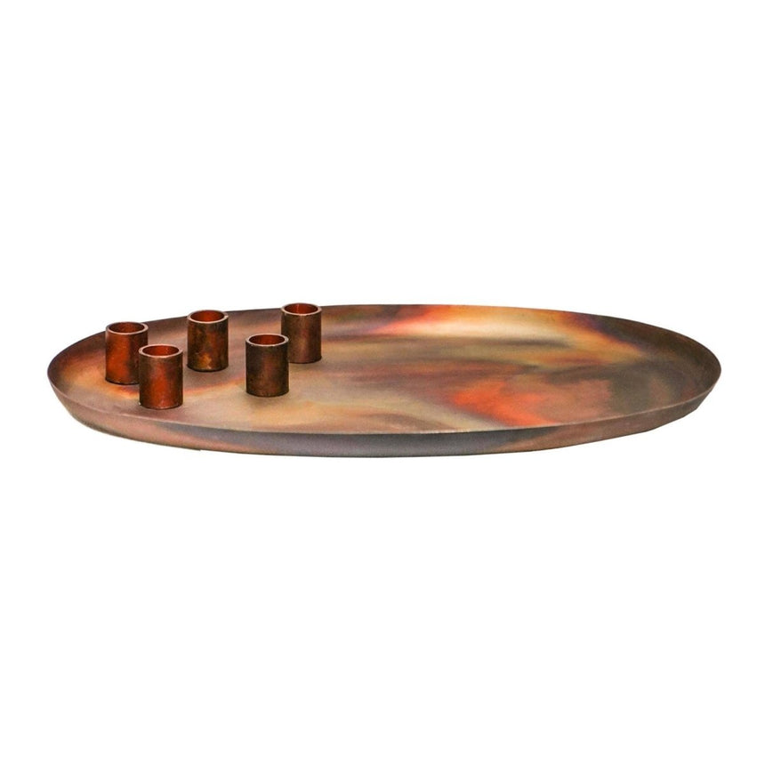 Copper Oval Centrepiece Metal with Magnetic Candle Holders H3Cm W40Cm D26Cm Luxury Home Decor Garden & Outdoor And Gifts