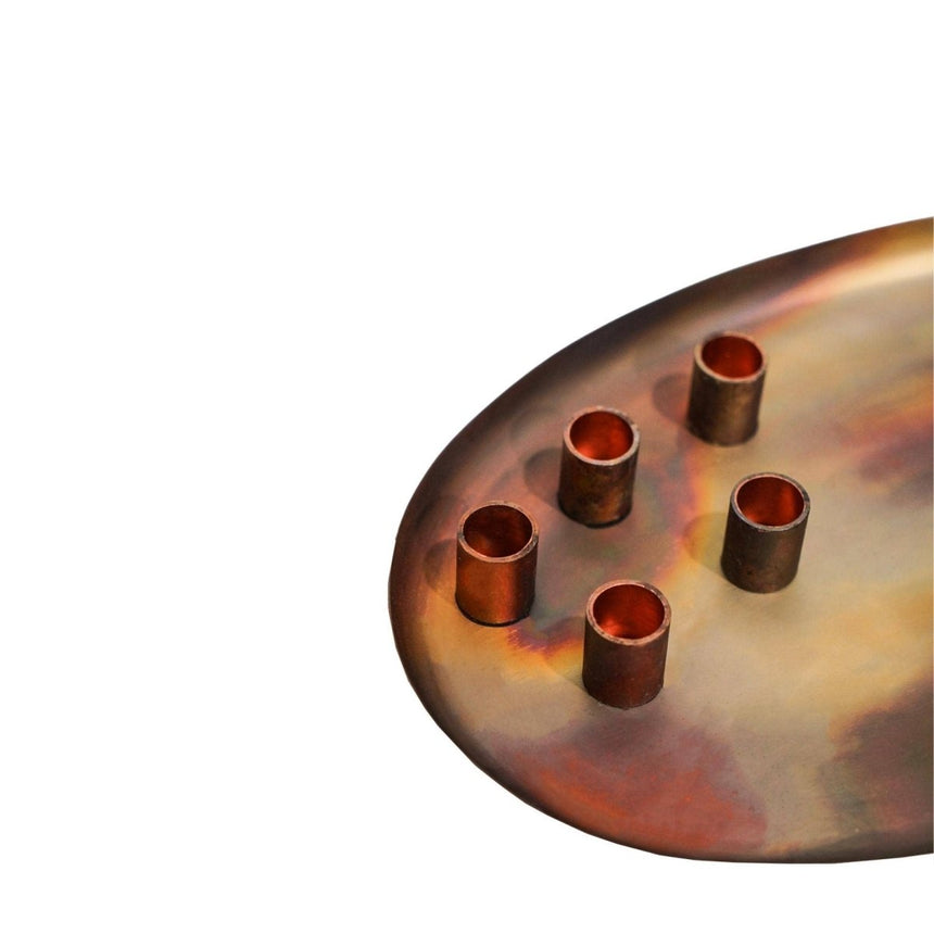 Copper Oval Centrepiece Metal with Magnetic Candle Holders H3Cm W40Cm D26Cm Luxury Home Decor Garden & Outdoor And Gifts