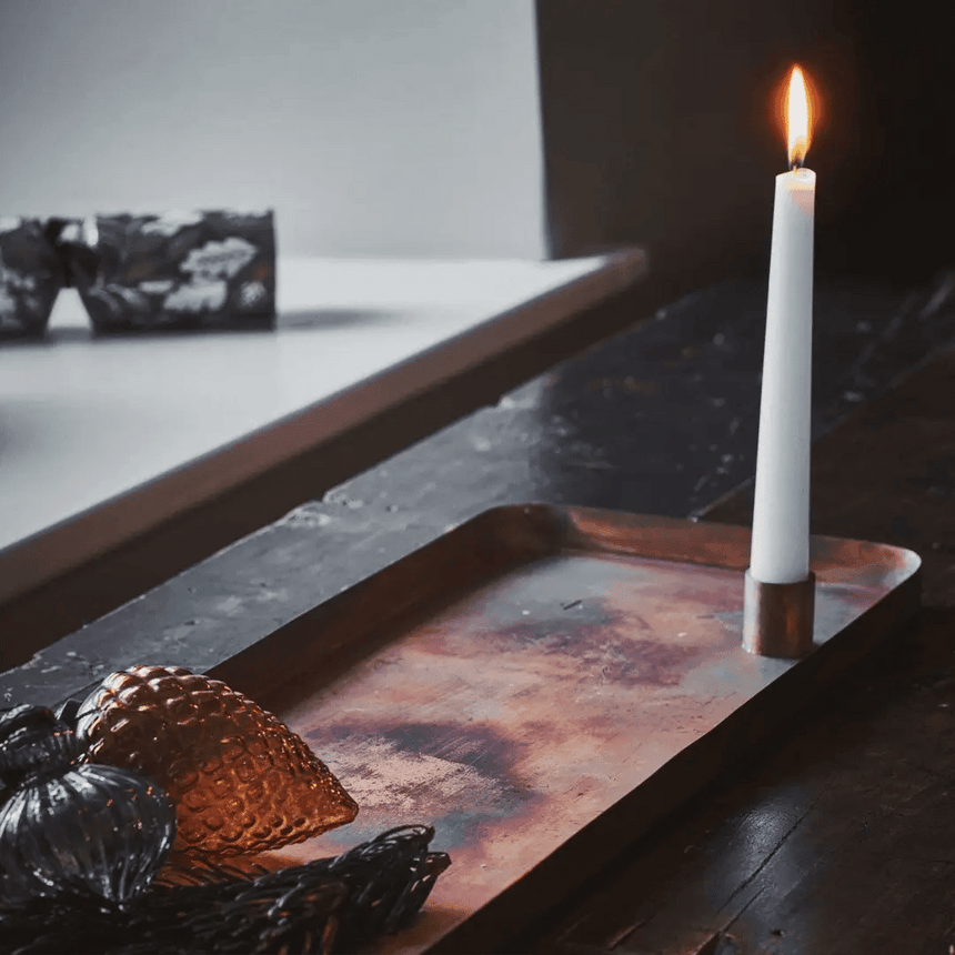 Copper Rectangle Centrepiece Metal with Magnetic Candle Holders H2.5Cm W60cm D20Cm Luxury Home Decor Garden & Outdoor And Gifts