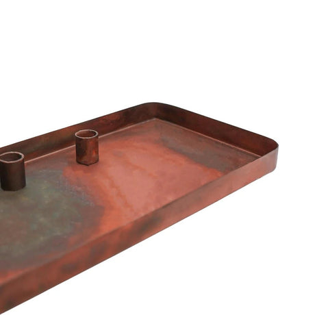 Copper Rectangle Centrepiece Metal with Magnetic Candle Holders H2.5Cm W60cm D20Cm Luxury Home Decor Garden & Outdoor And Gifts