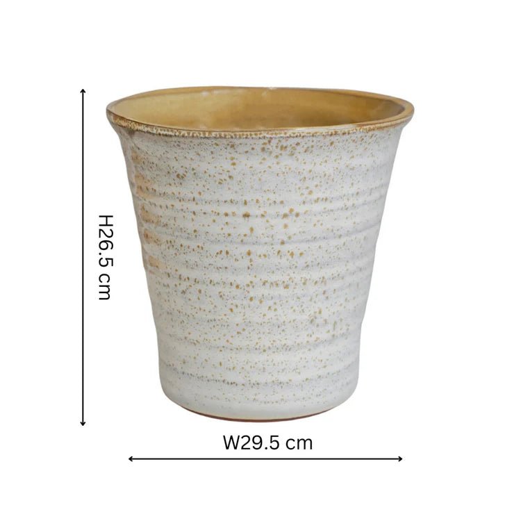 Cream Terracotta Indoor Planter - Tapered & Ribbed Design Luxury Home Decor Garden & Outdoor And Gifts