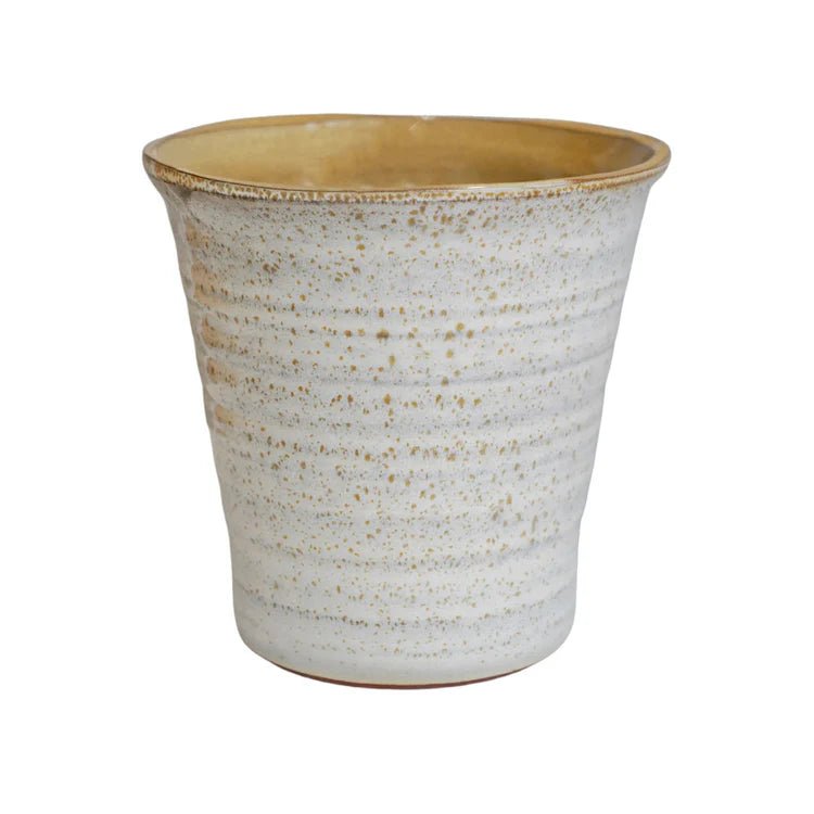 Cream Terracotta Indoor Planter - Tapered & Ribbed Design Luxury Home Decor Garden & Outdoor And Gifts