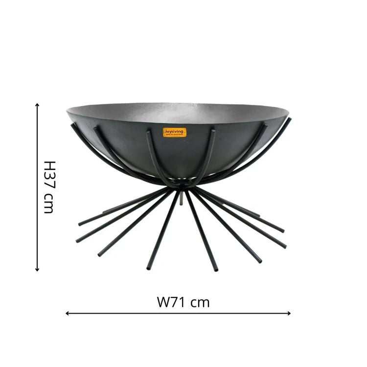 Dakota Fire Pit/Bowl Black Metal - Frost Resistant UV Stable Quality Home Decor Garden & Outdoor Living and Gifts
