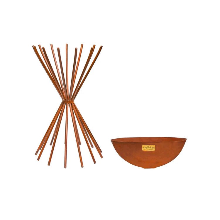 Dakota Large Fire Pit/Bowl Metal in Rust Finish - UV Stable Frost Resistant Frost Resistant Quality Home Decor Garden & Outdoor Living and Gifts