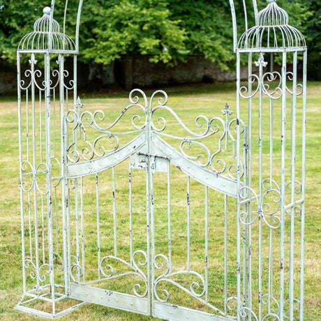 Decorative Garden Arch With Gates - Antique Green Quality Home Decor Garden & Outdoor Living and Gifts