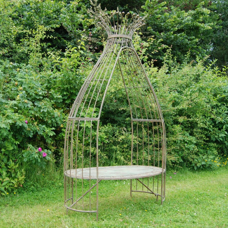 Decorative Garden Wigwam Bench Arbour - Green Rust Finish Quality Home Decor Garden & Outdoor Living and Gifts
