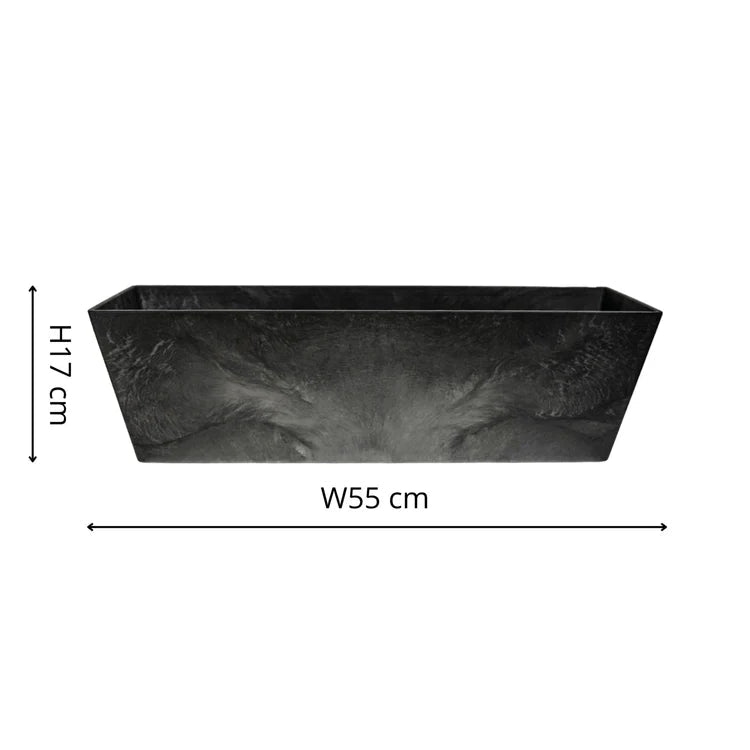 Ella Outdoor Balcony Trough Planter Black Stone Finish - Frost Resistant, Lightweight Quality Home Decor Garden & Outdoor Living and Gifts