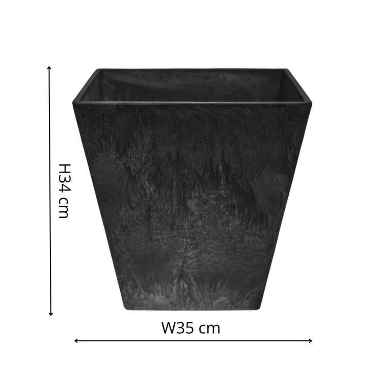 Ella Outdoor Medium Planter Black Stone Finish - Frost Resistant, Built - in Drainage Quality Home Decor Garden & Outdoor Living and Gifts