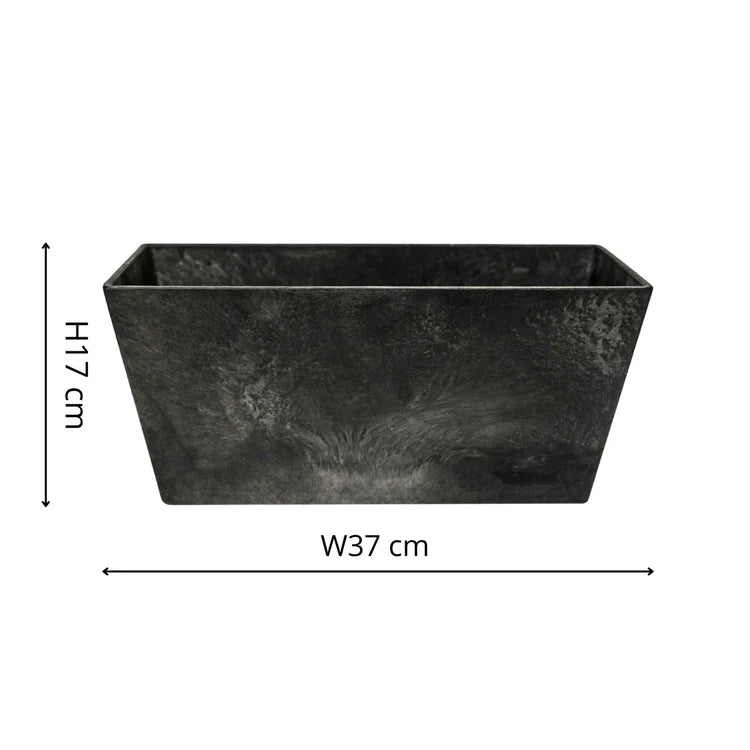 Ella Small Outdoor Balcony Trough Planter Black Stone Finish - Built - in Drainage Quality Home Decor Garden & Outdoor Living and Gifts