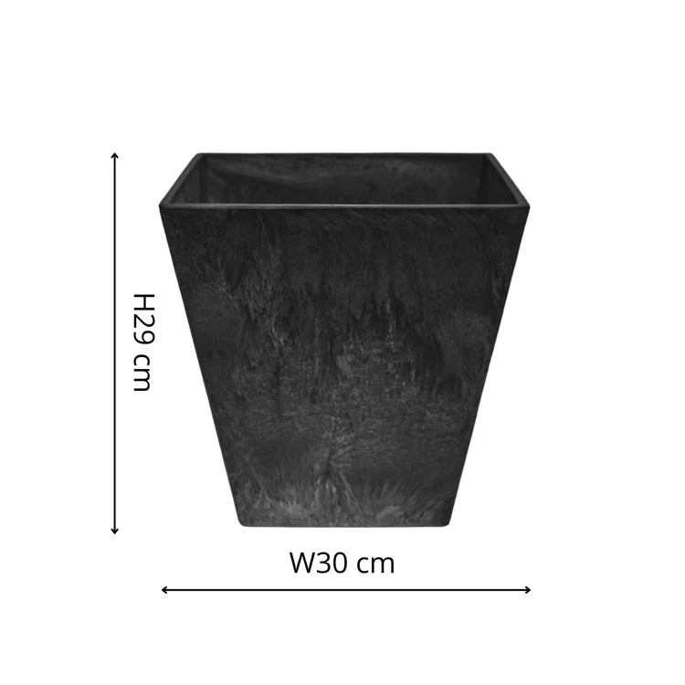 Ella Small Outdoor Planter Black Stone Finish - Frost Resistant, Built - in Drainage Quality Home Decor Garden & Outdoor Living and Gifts