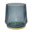 Embossed Votive Glass Candle Holder - Ocean Blue With Tapered Neck Luxury Home Decor Garden & Outdoor And Gifts