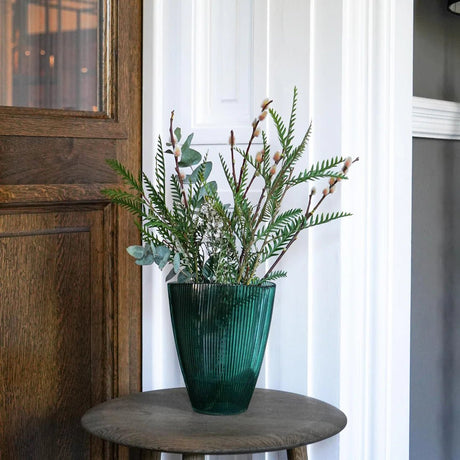 Emerald Ribbed Tall Vase H24.5Cm W18Cm Luxury Home Decor Garden & Outdoor And Gifts