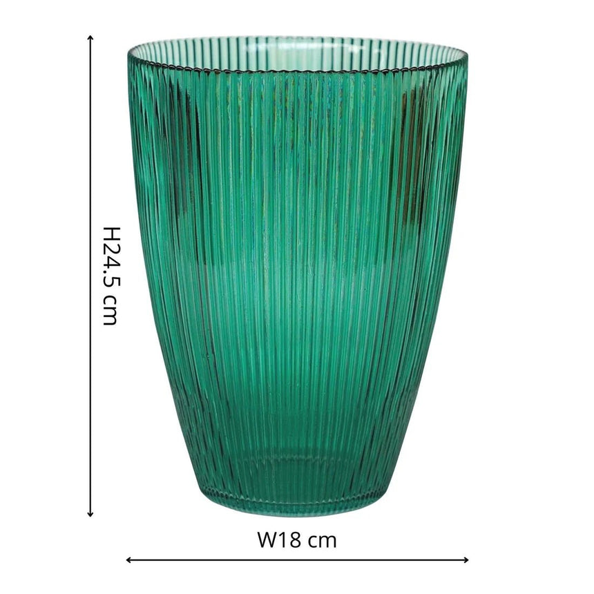 Emerald Ribbed Tall Vase H24.5Cm W18Cm Luxury Home Decor Garden & Outdoor And Gifts