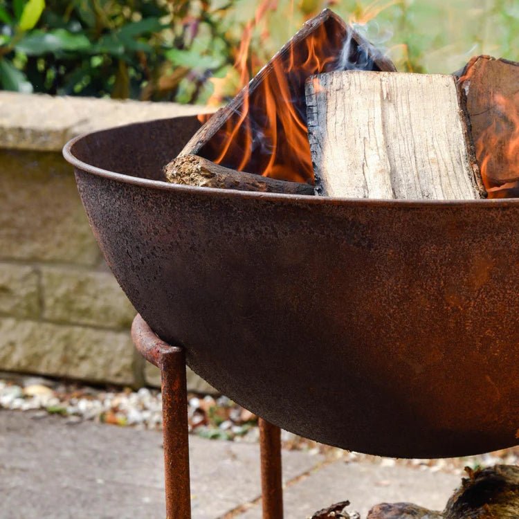 Extra Large Cast Iron Fire Pit/Bowl Rust Finish - Metal, Frost Resistant, UV Stable Quality Home Decor Garden & Outdoor Living and Gifts